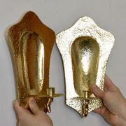 Pair of Swedish brass wall lights, mid-20th century.