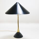 1950s Cosack Cobra black desk or table lamp in brass, mid-century, Stilnovo style.