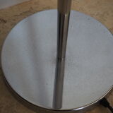 Flexible floor lamp, chrome, opaque white lampshade and metallic edges