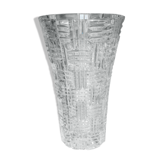 Vase en cristal à décor géométrique H30cm