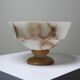 Vintage Italian alabaster footed bowl in white and beige, 1960s.
