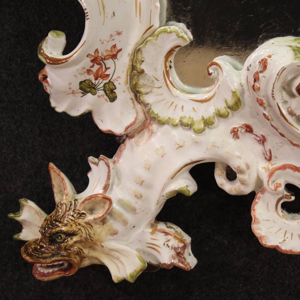 Grand miroir en céramique du XXe siècle