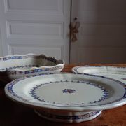 Old mounted plate, compotier in iron earthenware E. Bourgeois large deposit “Rouen XVIII”