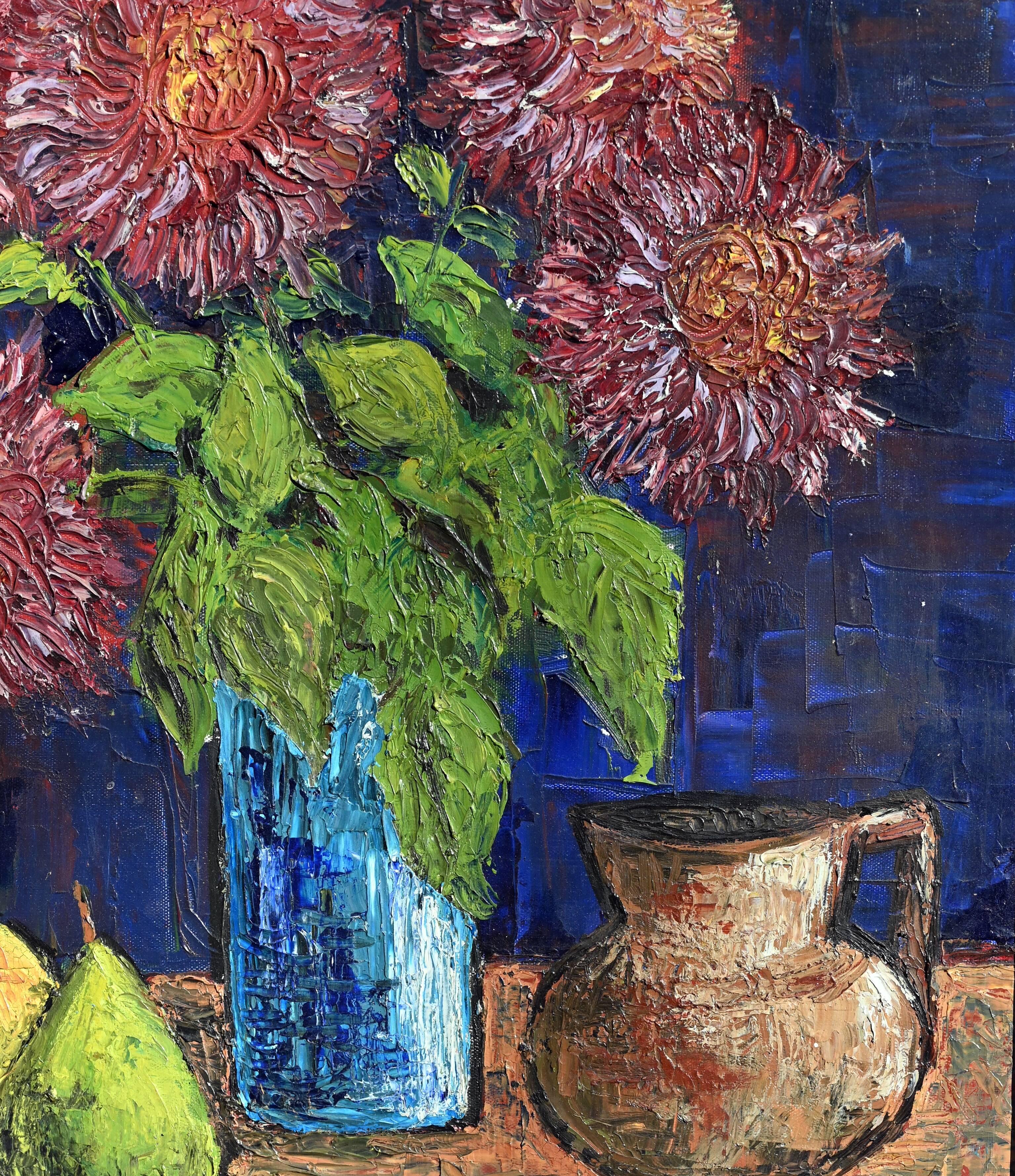 Oil on canvas flowers fruits signed dated 1967