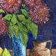 Oil on canvas flowers fruits signed dated 1967