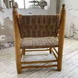 Moroccan wooden and rope armchair