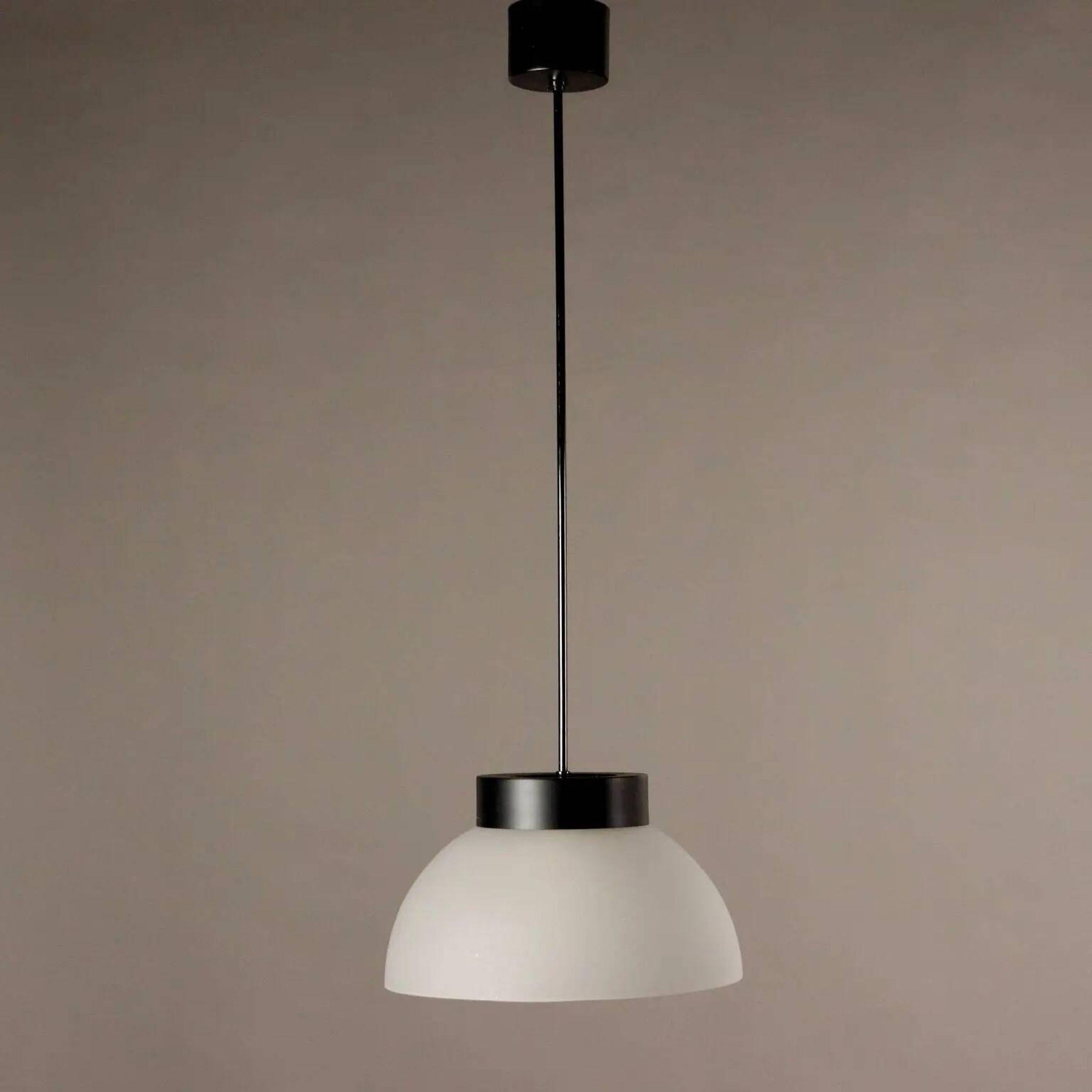 Vintage aluminium and glass pendant light, Italy, 1970s.