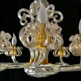Lustre en verre Murano et structure or 1980
