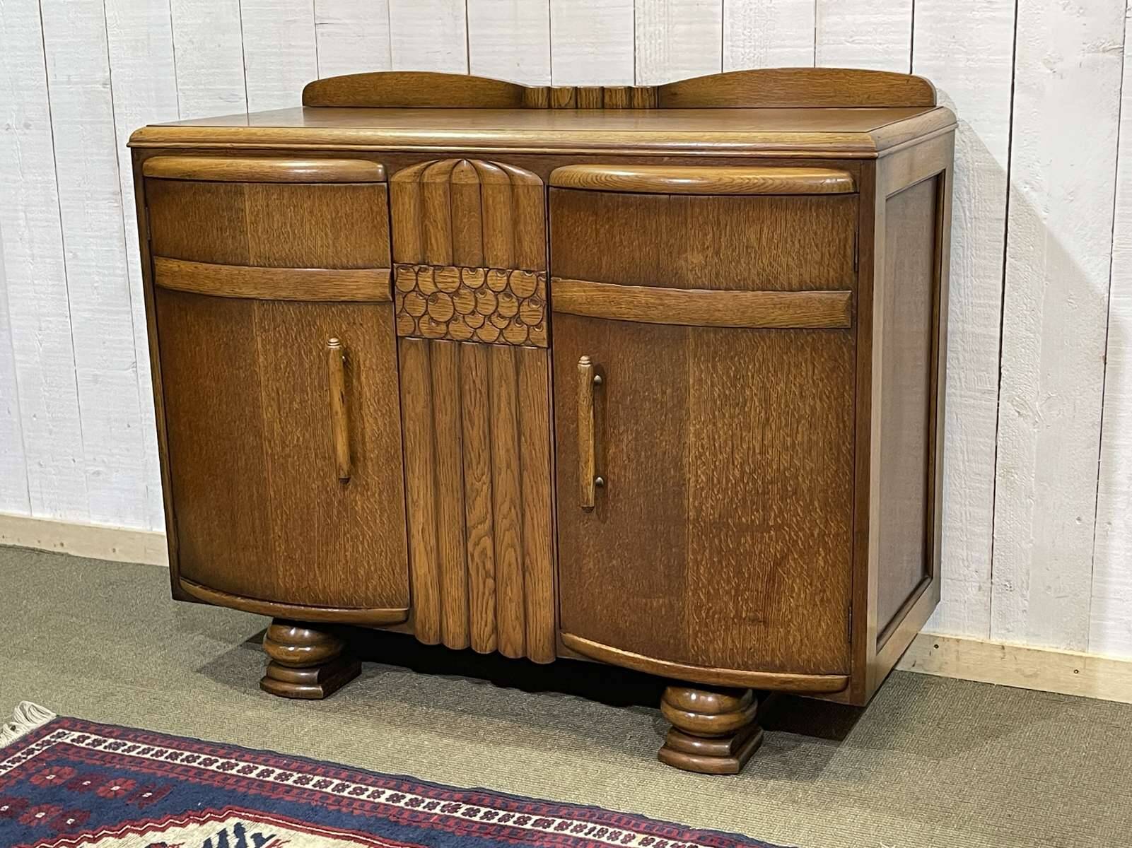 1950s English Art Deco oak sideboard