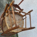 Pair of provencal straw armchairs in walnut