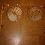 Two rattan wall lamps