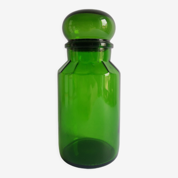 Bocal d'apoticaire en verre vert Maxwell publicitaire vintage