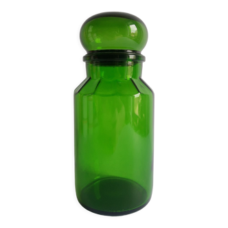 Bocal d'apoticaire en verre vert Maxwell publicitaire vintage