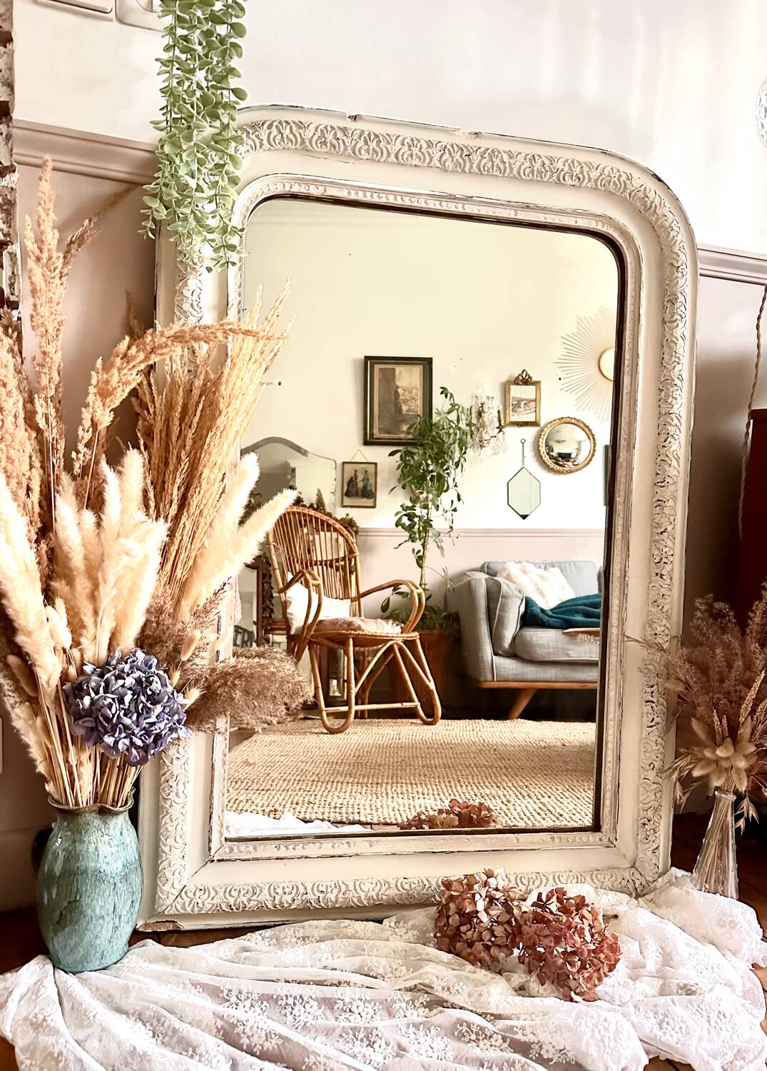 Antique Louis Philippe trumeau mirror 104 x74