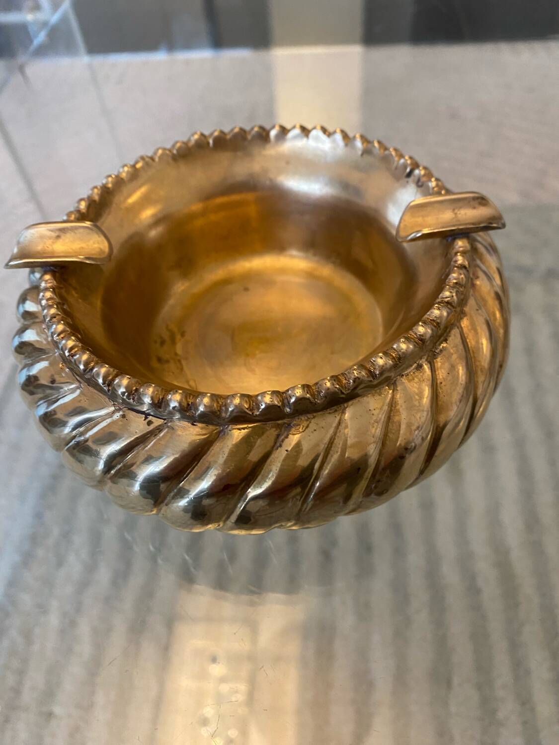 Vintage gold-plated copper/brass ashtray