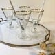 4 glass dessert bowls with gold rims, La Rochère, France