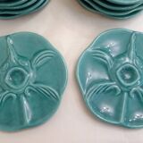 Oyster service Fish in faience barbotine 1950s