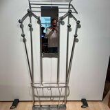 Art Deco Coat Rack & Mirror in Tubular Aluminum, France, 1930