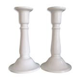 Paire de bougeoirs en céramique blanche