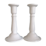 Pair of white ceramic candlesticks