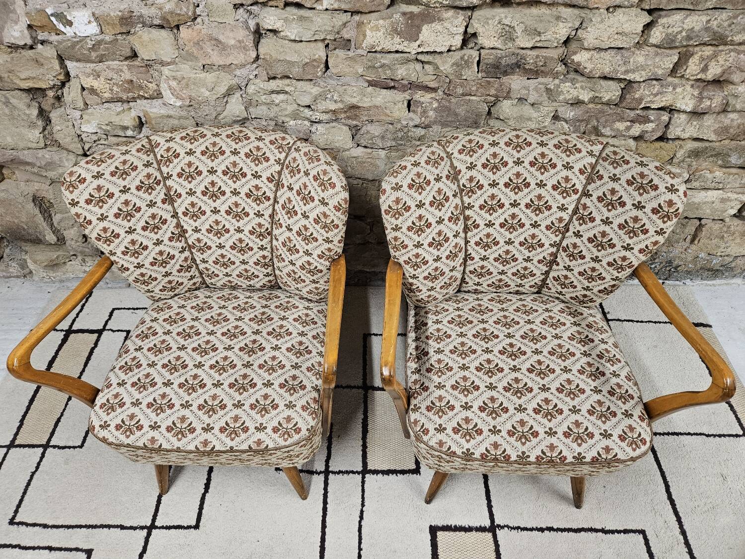 Pair of 1960 flowered armchairs