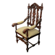 Renaissance-style oak armchair, hand-carved deep sculpture.