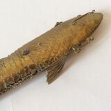 Old articulated brass fish box