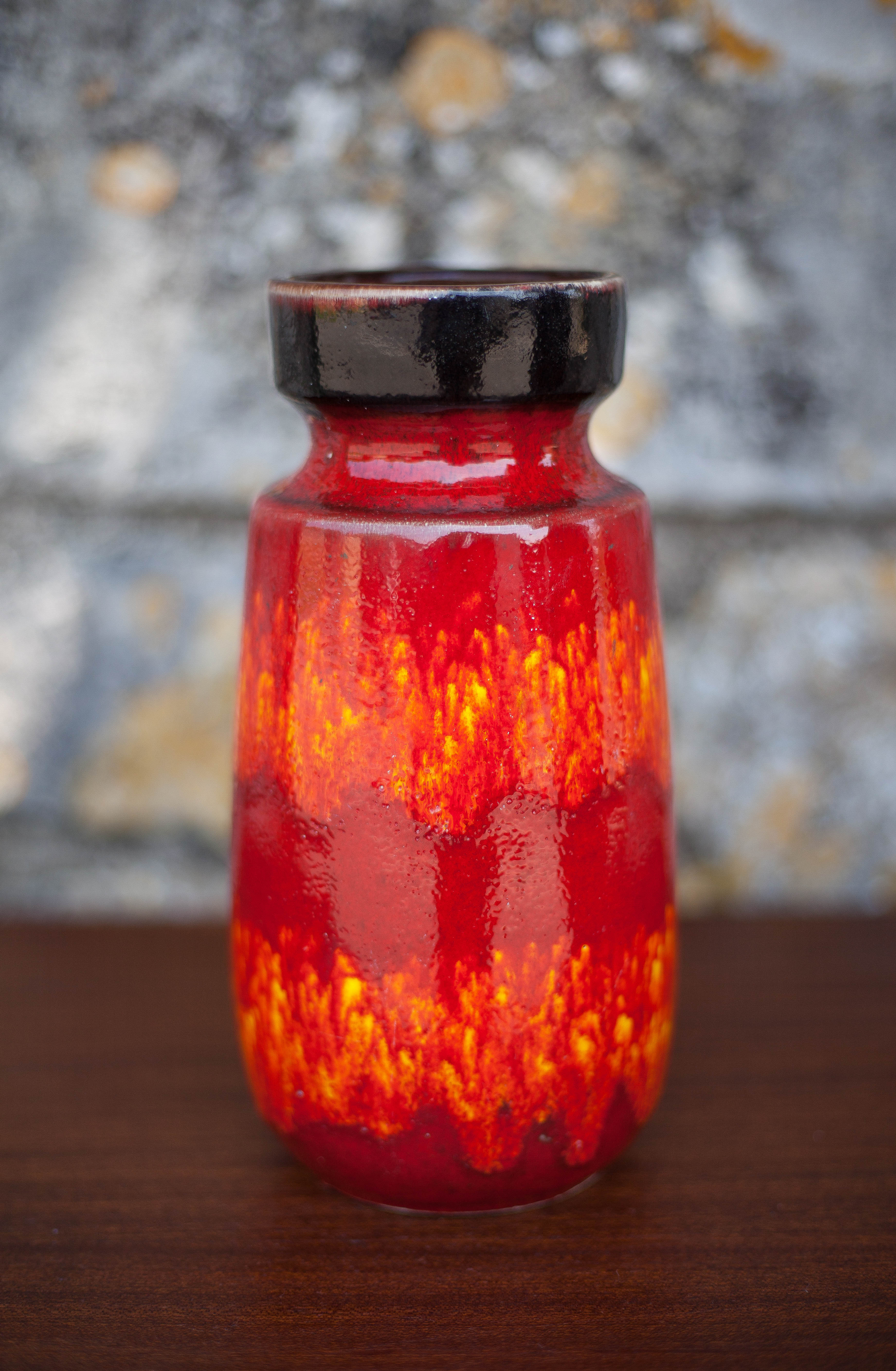West Germany 242/22 ceramic vase, decorative vase, flower pot, fat lava, red vase, collection,