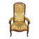 Fauteuil voltaire style Louis XV en bois massif et velours fleuri jaune