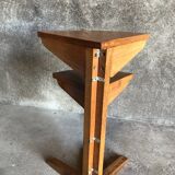 Vintage light wood corner pedestal table