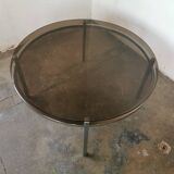 Round coffee table, chrome and smoked glass