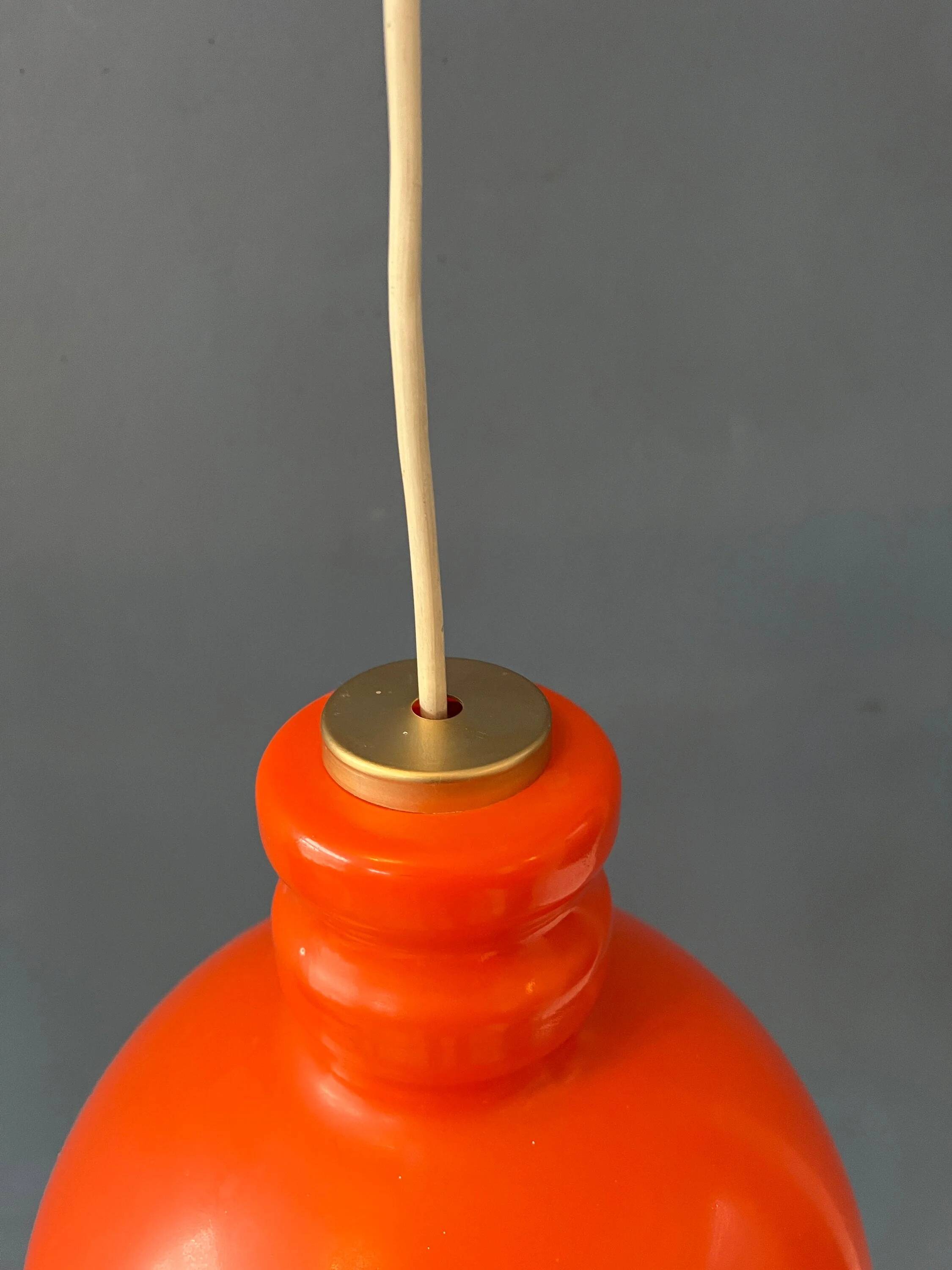Suspension en verre Peill & Putzler mid-century orange et blanc