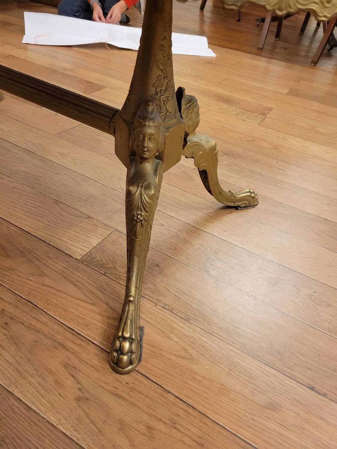 Coffee table in gilded bronze and marble