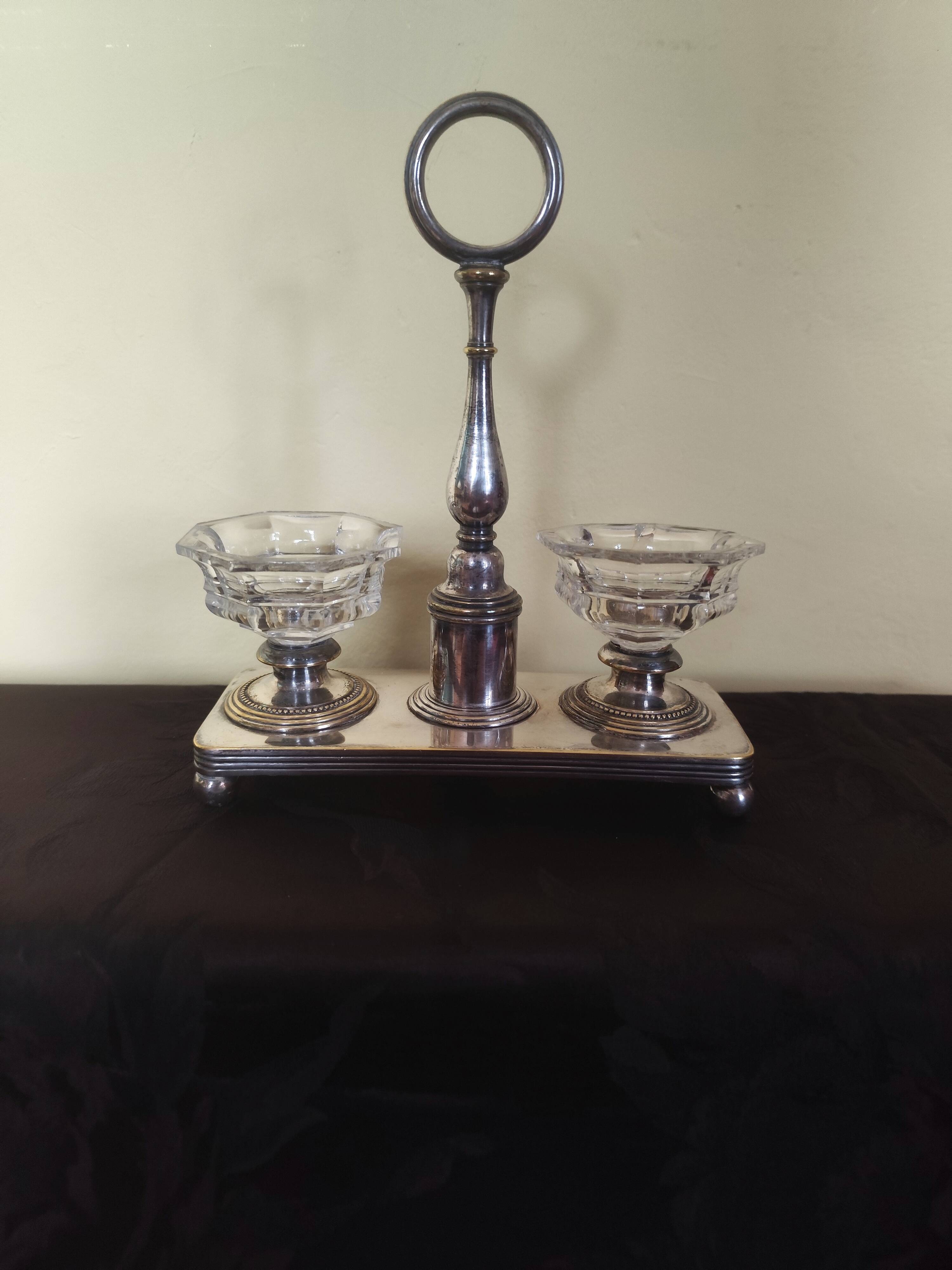 crystal and silver-plated metal salt and pepper shaker Christofle
