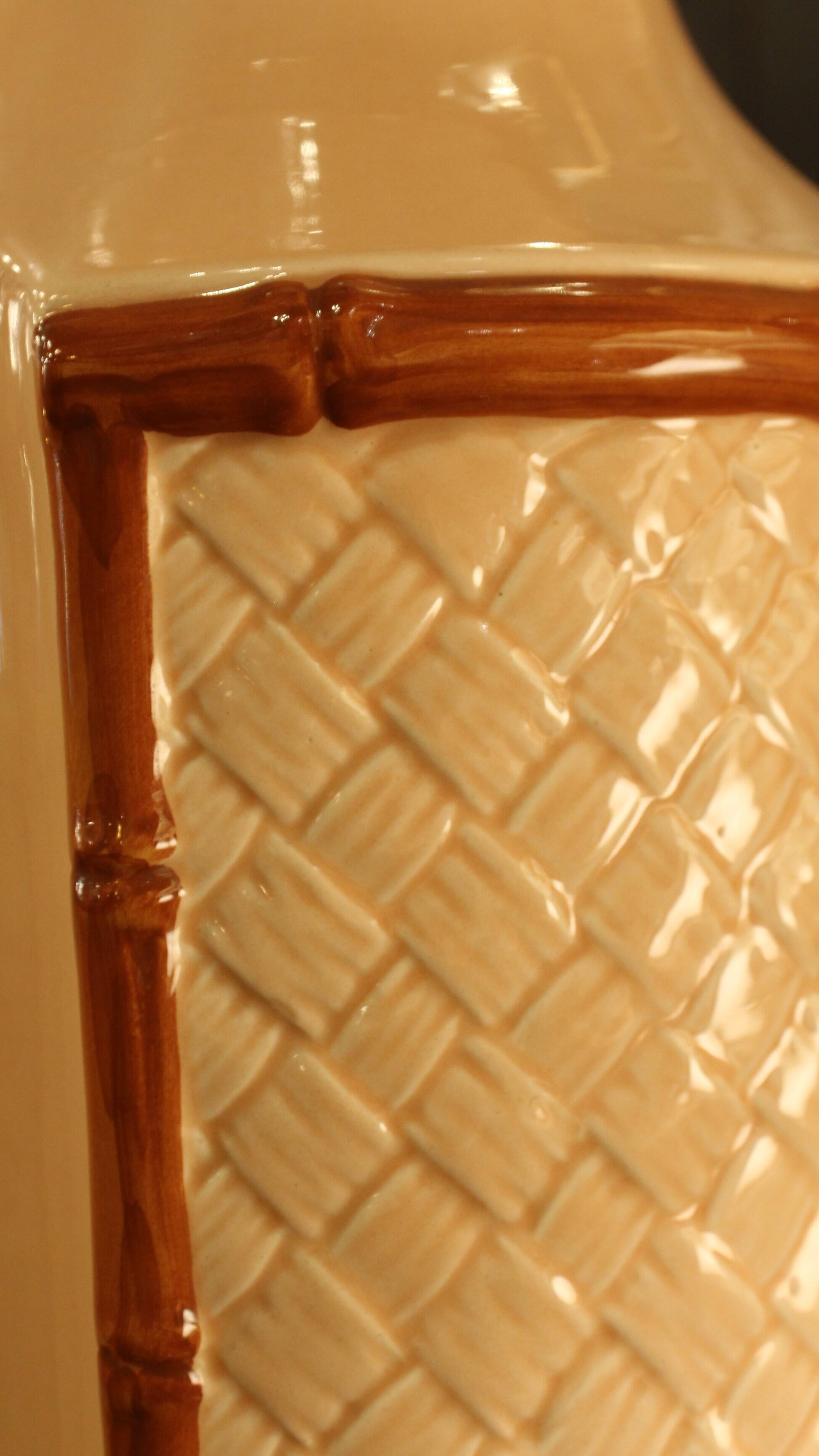 Ceramic lamp from Manises in bamboo style