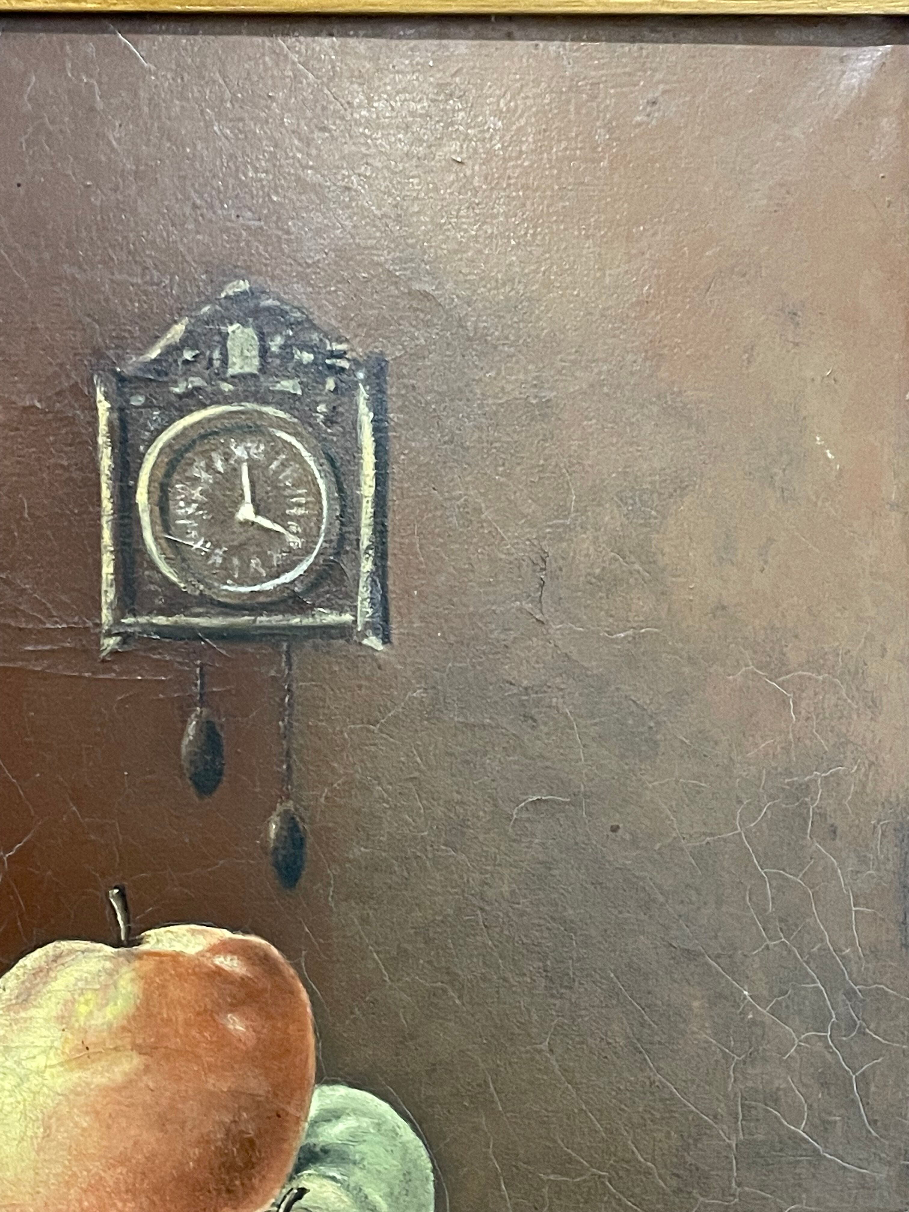 Framed painting oil on canvas still life by J Thomas 1921