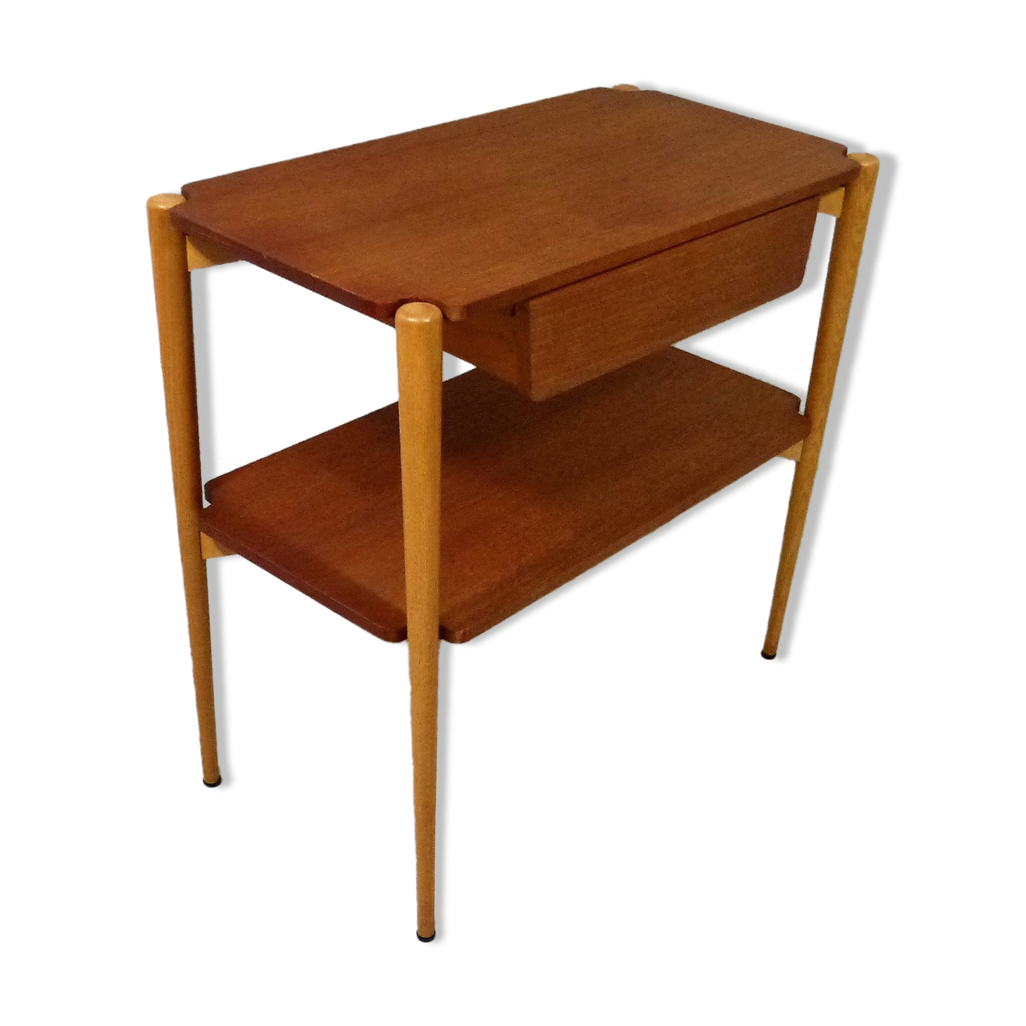 Vintage side console table teak & beech 1950’s
