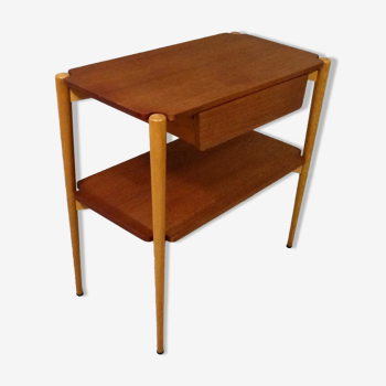 Vintage side console table teak & beech 1950’s