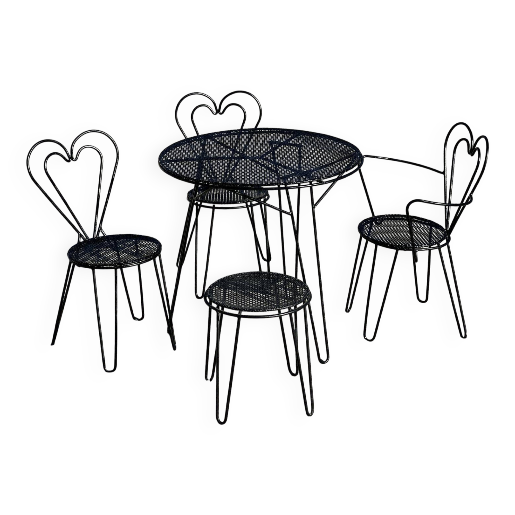 Mathieu Matégot wrought iron garden furniture, 1950