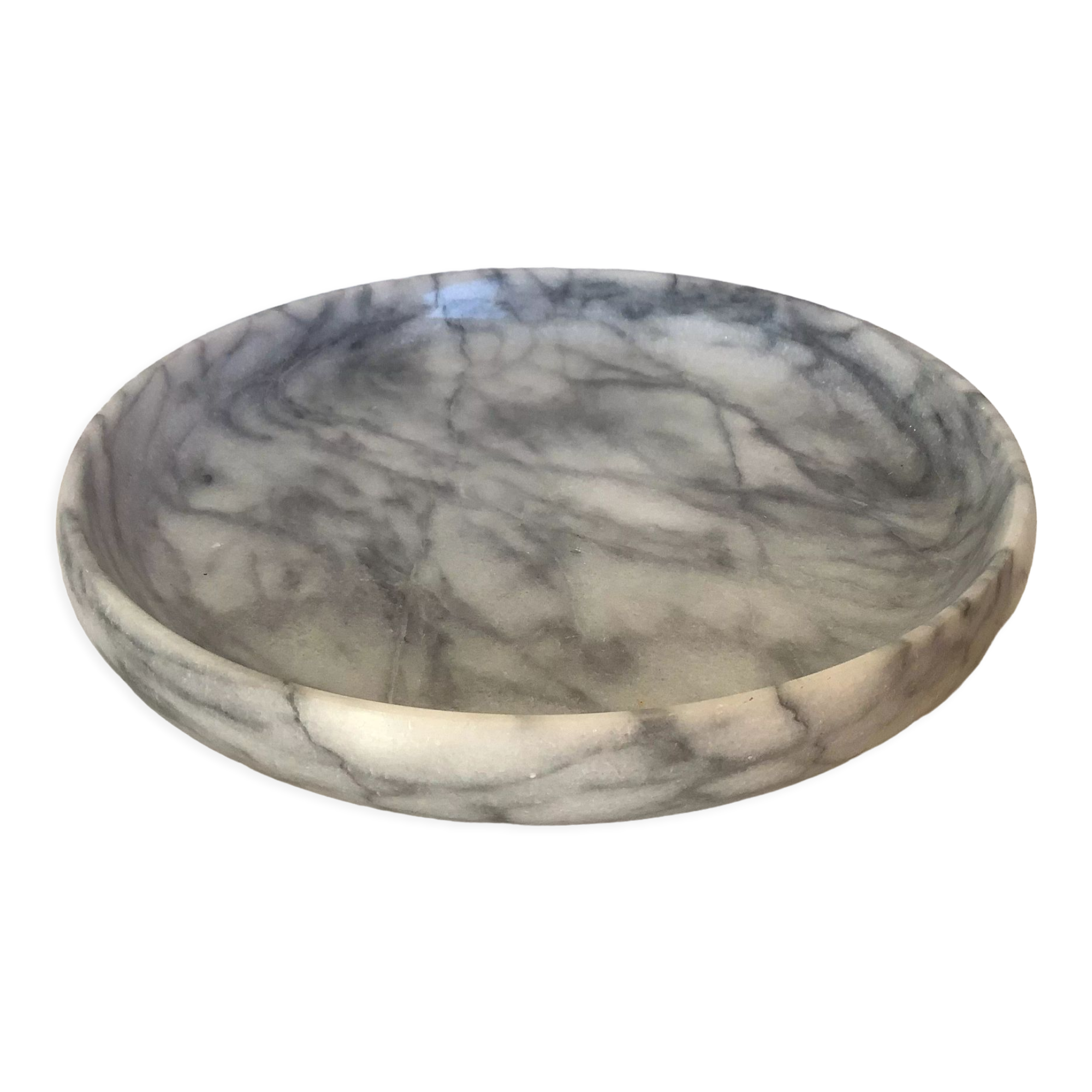 Empty round pocket in gray marble