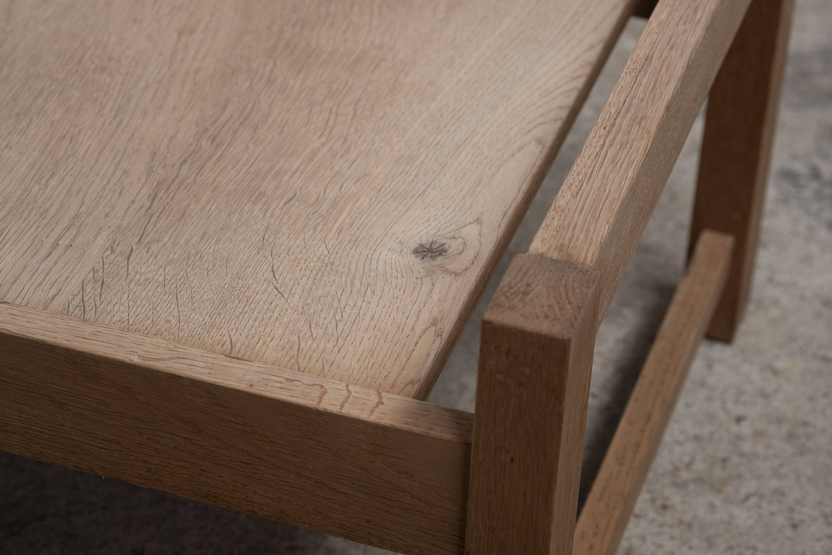 Table de plateau en chêne, années 1960, Van Den Berghe Pauvers, Belgique