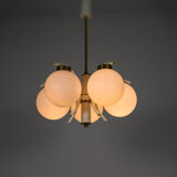 Lustre en laiton à 5 bras du milieu du siècle