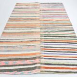 7x9 Mid Century Modern Handmade Striped Vintage Kilim Rug, 184x271Cm