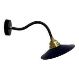 Old blue enamelled industrial wall light