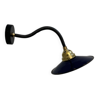 Old blue enamelled industrial wall light
