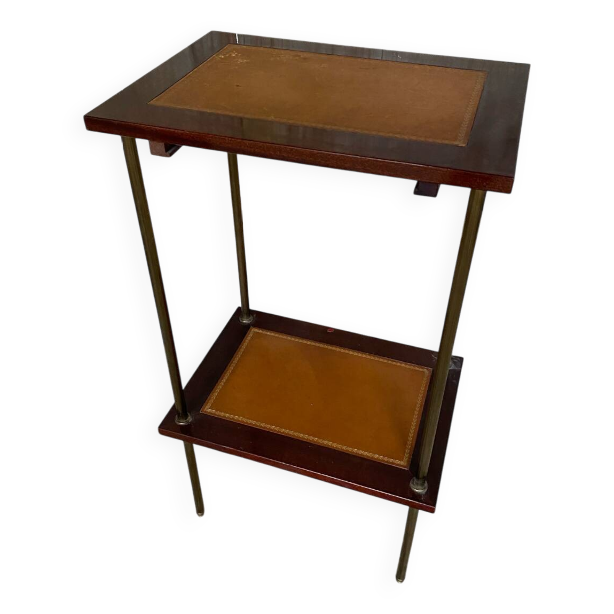 Chevet, table d’appoint vintage en bois et métal doré