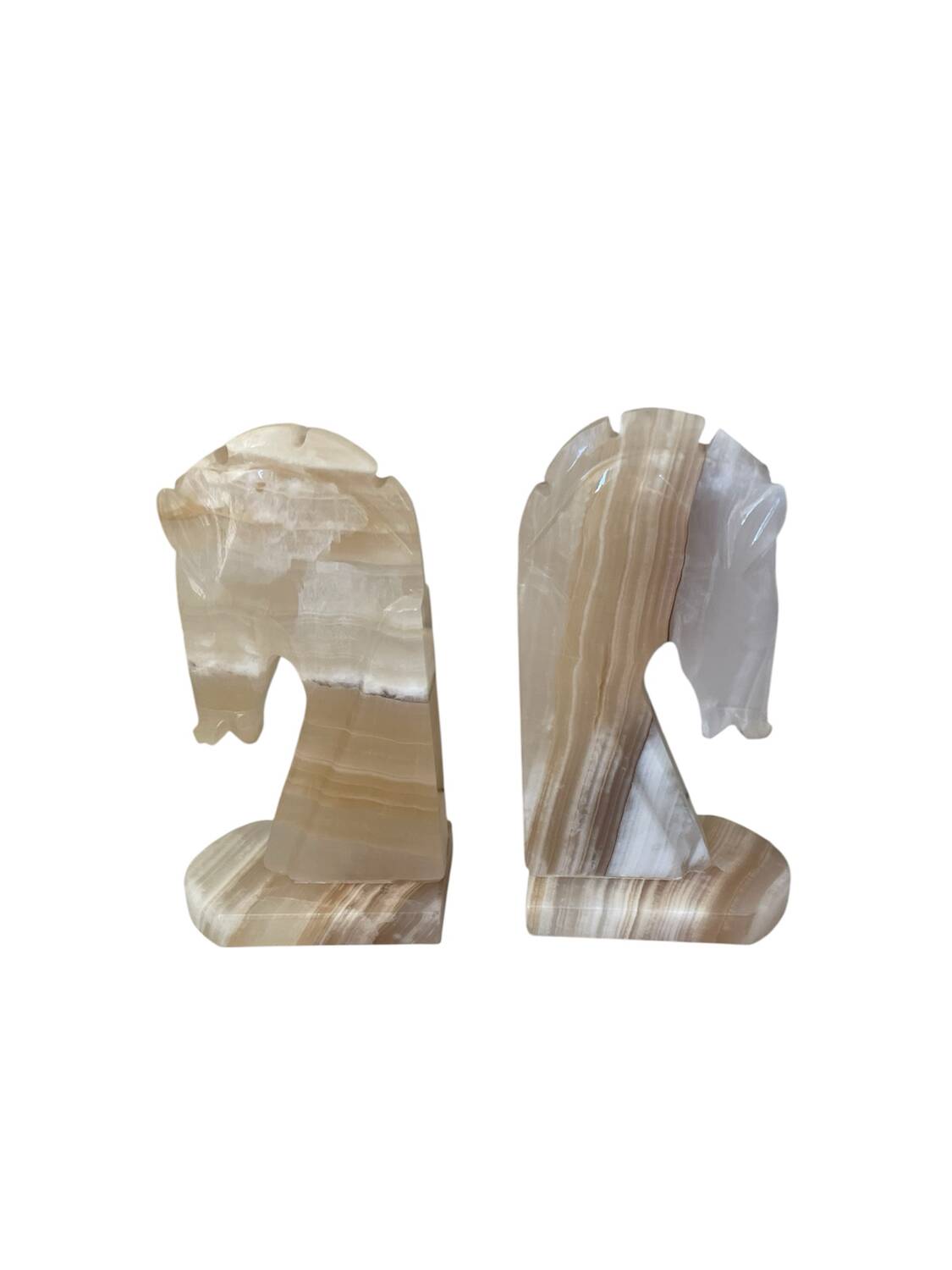 Pair of horse bookends in onyx