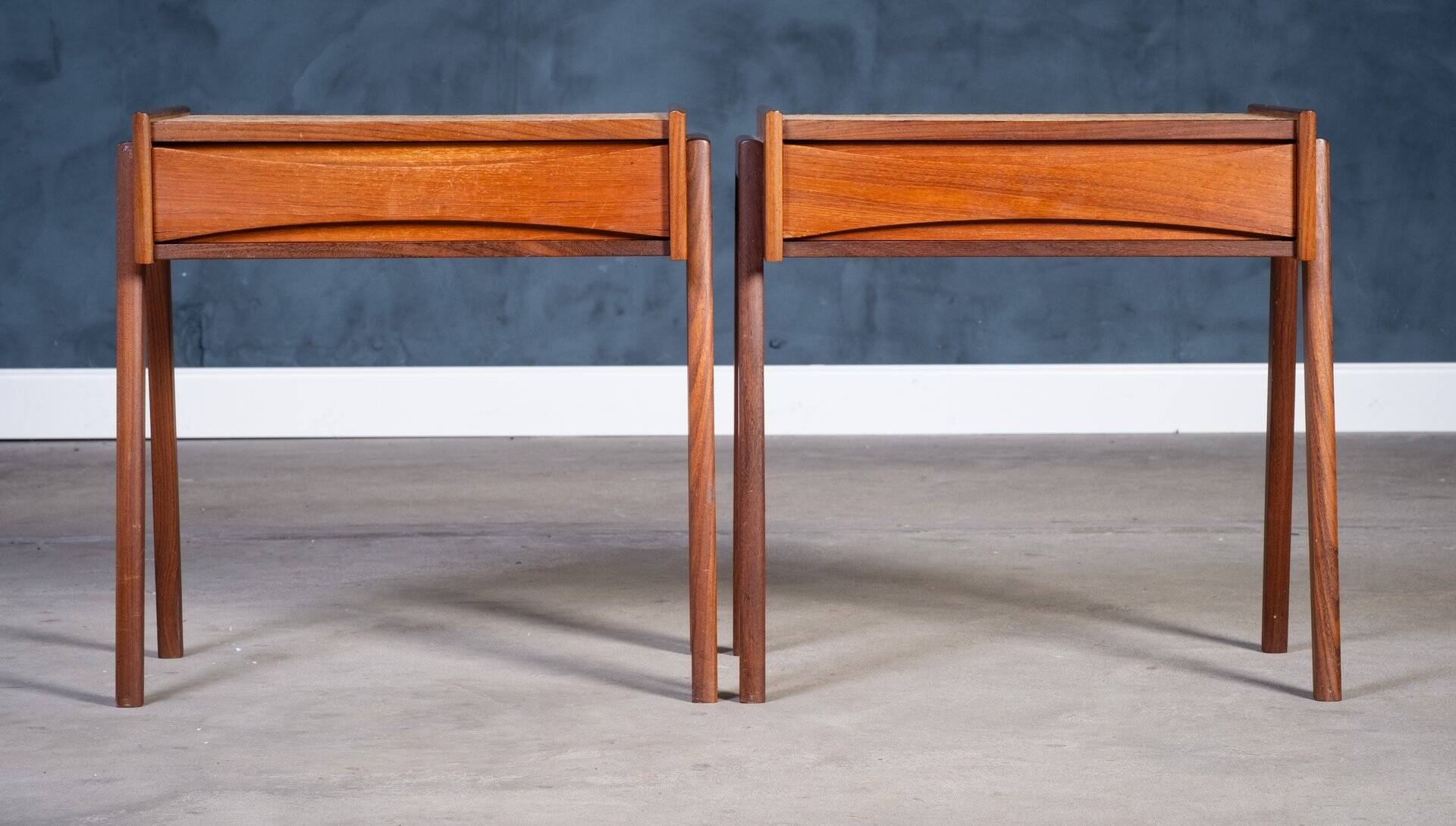 Teak Bedside Tables with Cork Top by Ølholm Møbelfabrik, 1960s, Set of 2