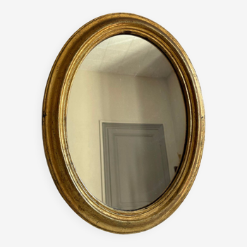 Miroir cadre ovale bois doré