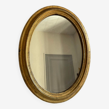 Mirror oval frame gilded wood